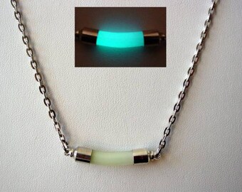 Dance Club Rave Pendant Glows Aqua Glow In The Dark Dance Club Necklace