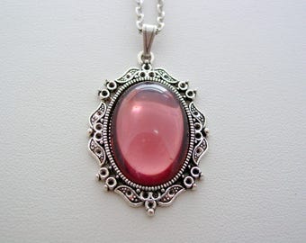 Art Nouveau Style, Light Amethyst Necklace, Vintage Glass, Light Purple Pendant, Art Nouveau Jewelry