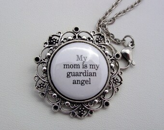 Guardian Angel Floral Filigree Necklace - My Mom Memorial Jewelry