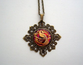 Art Nouveau Style, Peacock Necklace, Peacock Pendant, Peacock Jewelry, Peafowl Necklace, Nature Jewelry, Art Nouveau Jewelry