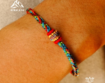 Men's Braided Cotton Bracelet, Tibetan Five-Color Prayer Wheel Braided Bracelet Gift for 60th birthday, protection bracelet gift for Dad