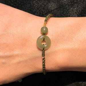 Green Jade Ring Woven Bracelet with Natural Jade Ball, 60th Birthday Gifts for Mother, Tibetan protection charm jewelry gift for Grandma image 6