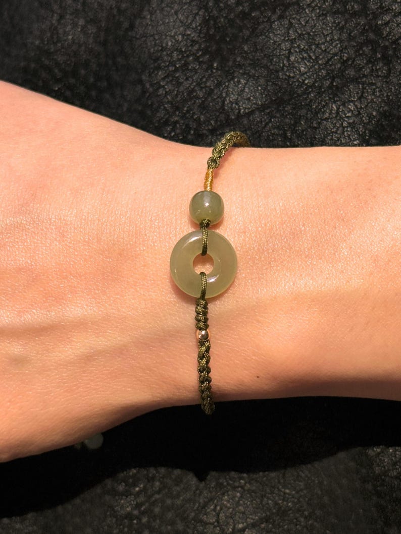 Green Jade Ring Woven Bracelet with Natural Jade Ball, 60th Birthday Gifts for Mother, Tibetan protection charm jewelry gift for Grandma image 6