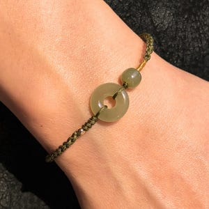 Green Jade Ring Woven Bracelet with Natural Jade Ball, 60th Birthday Gifts for Mother, Tibetan protection charm jewelry gift for Grandma