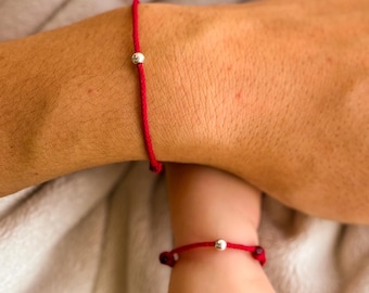 Family Matching Red String Bracelet Set, Newborn Baby Protection Jewelry, Buddhist Amulet Gift, New Baby Shower Present