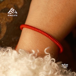 Tibetan Red String Blessing Bracelet | Buddhist Amulet Gift for health and safety, Vajra Knot protection amulet for Grandma, Mom and Dad
