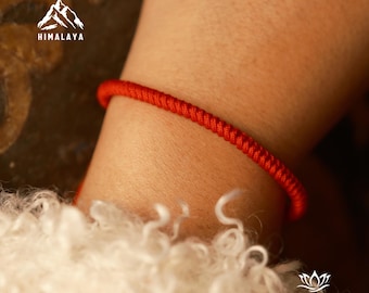 Tibetan Red String Blessing Bracelet | Buddhist Protection Bracelet for Good Luck, Vajra Knot protection amulet for Grandma, Mom and Dad