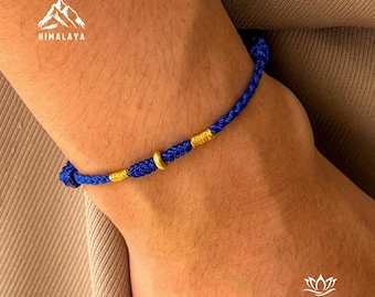 Tiny Gold beaded braided bracelet, 50th birthday gift for him, Protection woven bracelet Gifts for boyfriend , 4th July gift for dad