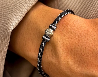 Custom Zodiac Symbol Braided Bracelet, 925 Silver Bead, Astrology Jewelry, Tibetan Protection Cord, Constellation Spiritual Gift