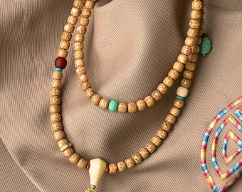 Buddhist Mala Prayer Beads, 108 Natural Bodhi Seed Necklace, Agate Tibetan Prayer Beads, Multi Wrap Bracelet, Meditation Mindfulness Gift