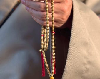 Collier Mala de graines de Bodhi naturelles, 168 perles en bois de prière bouddhistes faites main pour la méditation, cadeau de bijoux de yoga spirituel, Japa Mala de pleine conscience