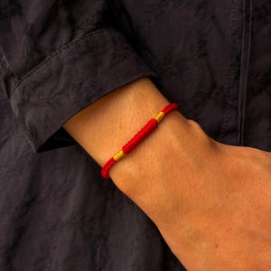 Tibetan red string bracelet with 925 silver clasp, handwoven minimalist lucky rope, protection talisman, unisex spiritual jewelry