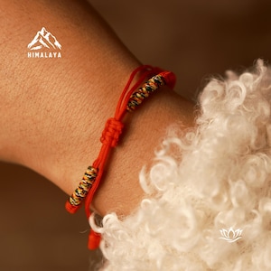 Tibetan Five-color Vajra Knot Red String Blessing Bracelet |Buddhist Amulet, Protection Amulet, Woven Bracelet Gift for Grandma,Mom and Dad