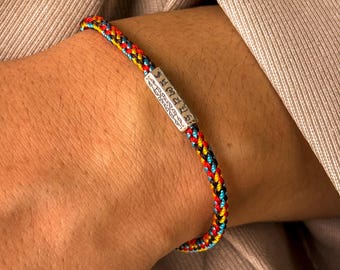 Pulsera trenzada tibetana de colores, cuenta de mantra de plata de seis palabras, amuleto budista de la suerte, joyería de protección hecha a mano, regalo espiritual.