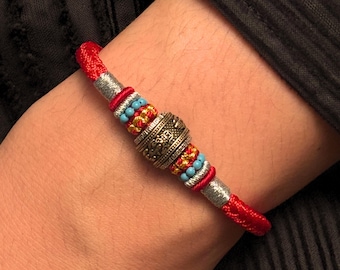 Buddhist Red String Bracelet with Pi Xiu Wealth Charm, Natural Turquoise Amulet, Tibetan Hand-Braid Protection Jewelry, Feng Shui Luck Gift