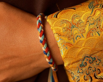 Tibetan Five-Color Braided Bracelet,buddhist protection bracelet, handmade spiritual jewelry,Monks bracelet,handwoven bracelet for women men