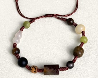 Zen Meditation Braided Bracelet for Spiritual Balance, Natural Agate and Bodhi Seed Beaded Bracelet, Buddhist Amulet for Men Women