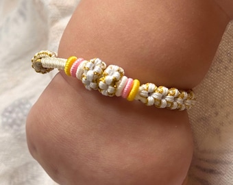 Peach Blossom Lucky Knot Baby Bracelet, Red String Protection Jewelry for Kids,Handmade Baptism & Baby Shower Blessing Newborn Gift