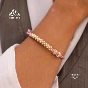 Tibetan Flower Bracelet with Peach Blossom Knot | Love & Friendship Charm Bracelet, Buddhist Amulet gift for grandma, 18th birthday gift