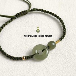 Green Jade Ring Woven Bracelet with Natural Jade Ball, 60th Birthday Gifts for Mother, Tibetan protection charm jewelry gift for Grandma image 4