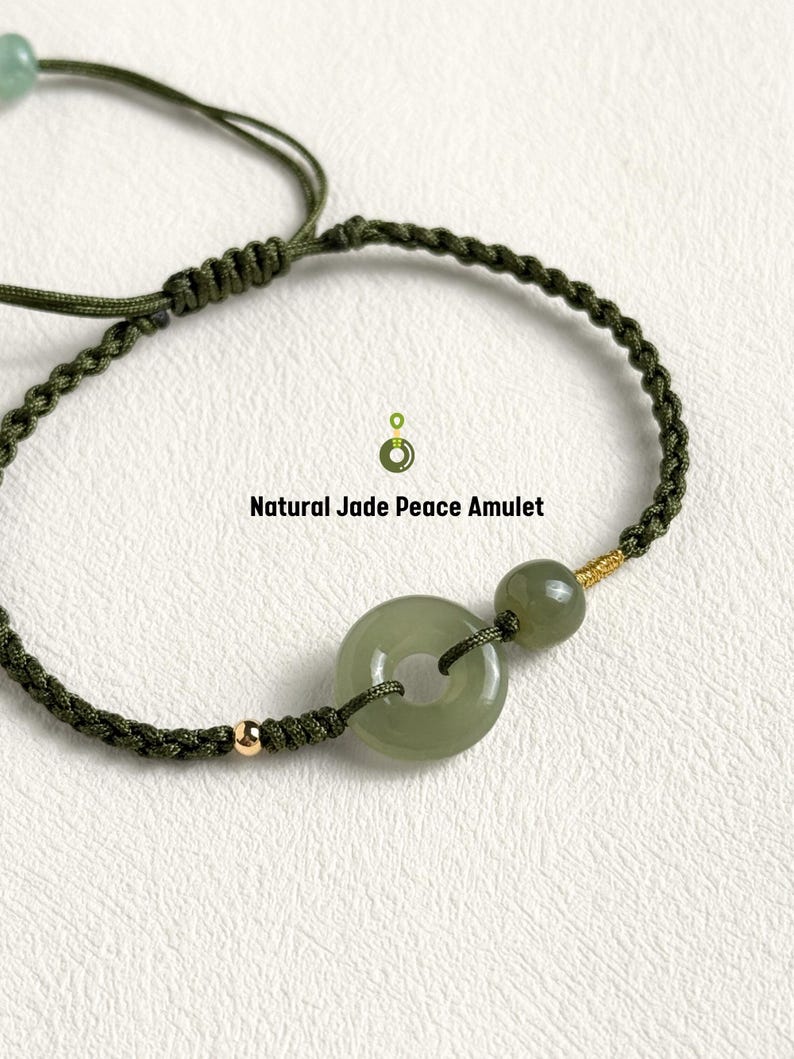 Green Jade Ring Woven Bracelet with Natural Jade Ball, 60th Birthday Gifts for Mother, Tibetan protection charm jewelry gift for Grandma image 4