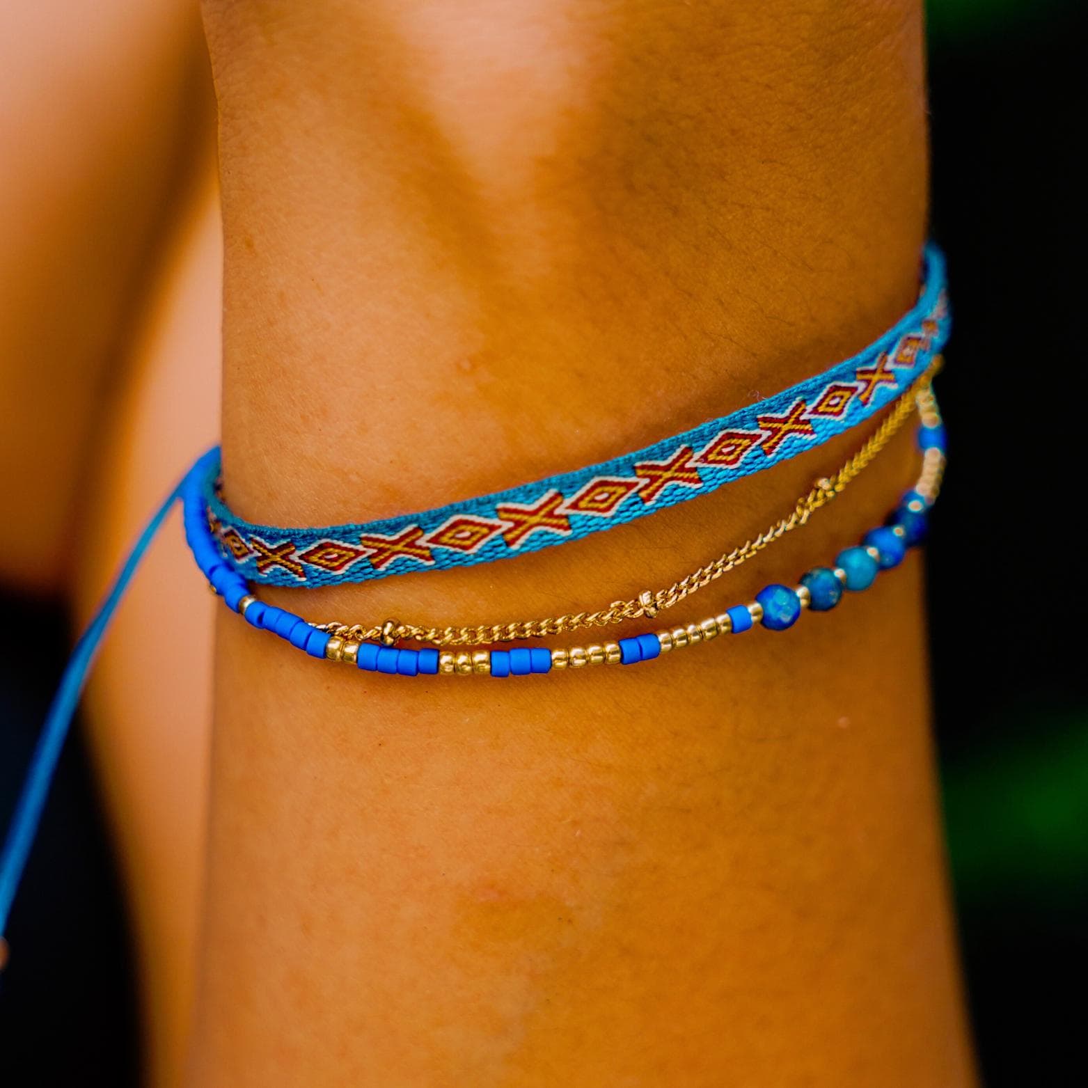 Boho Stacking Bracelet Set - Miyuki Bead Macrame Bracelet, Summer Style Adjustable Blue Beaded Jewelry Friendship Gift for Beach Party
