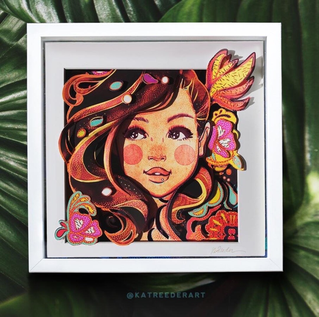 Hula Girl 3D Framed Paper Art Handmade Paper Tole Framed Art Etsy