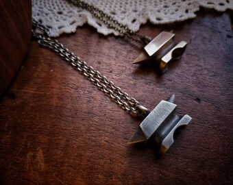 Anvil necklace - metalsmith - blacksmith - knife maker - heavy metal