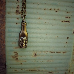 Hoppy bottles Craft beer inspired pendants vintage finish image 2