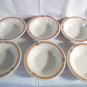 Buffalo China bowls Set of 6 vitrified china ivory with orange & brown leaf accent