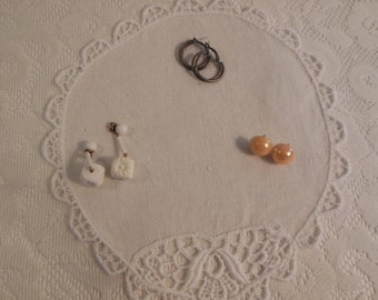 Set of three (3) vintage pierced post earrings - circa 1980s