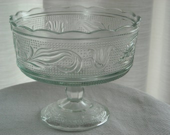 vintage E. O. Brody Co. pressed glass pedestal bowl circa 1970's