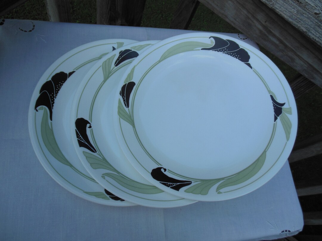 Corelle Black Orchid Pattern Dinner Plates 10 Inches Lot of 3 Retired ...