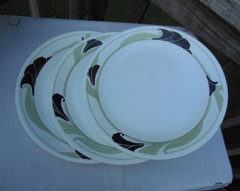 Lot of (3) vintage Corelle 10" dinner plates  "Black Orchid" pattern from circa 1990s