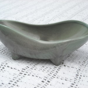 vintage PIONEER USA oblong ceramic planter celadon colored freeform shape