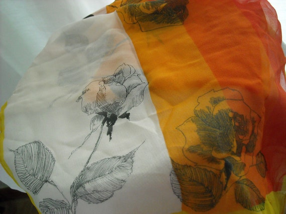 Lovely sheer neck scarf - rose design - color blo… - image 2