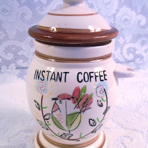 Boîte vintage à café instantané en céramique, Bird Design, 1960s image 1