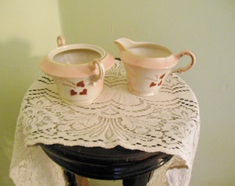 vintage Syracuse China "Old Ivory" pattern sugar bowl & creamer