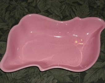 Pretty pink ceramic serving dish - filagree / organic shape