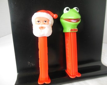 Vintage 1990s Pez Dispensers Lot of 2 - Santa (made in Slovenia) & Kermit Frog (made in Hungary)