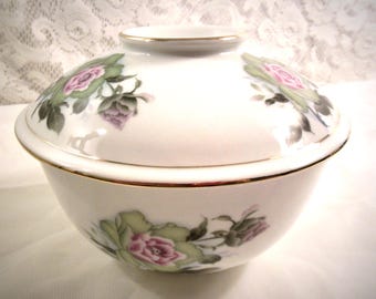 rice dish with lid ceramic porcelain marked Made in China - circa 1960s