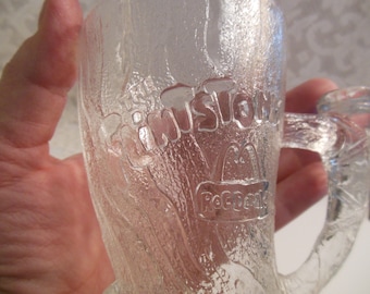 vintage McDonald's clear glass Flintstone mug "Mammoth Mug" dated 1993 collectible mug