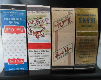 vintage matchbook covers - mixed lot of 4 - Rochester area NY - circa 1960s/70s