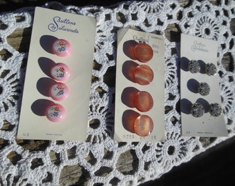 vintage buttons NEW old stock Lot of (3) Schwanda Brand from Western Germany circa 1970s  new unused shank buttons on original stock cards