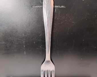 Fourchette à dîner Majesco en acier inoxydable vintage des années 1950, motif unk moderne du milieu du siècle
