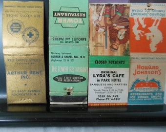 vintage matchbook covers - mixed lot of 4 - Rochester NY, NC, CA - 1960s/1940s