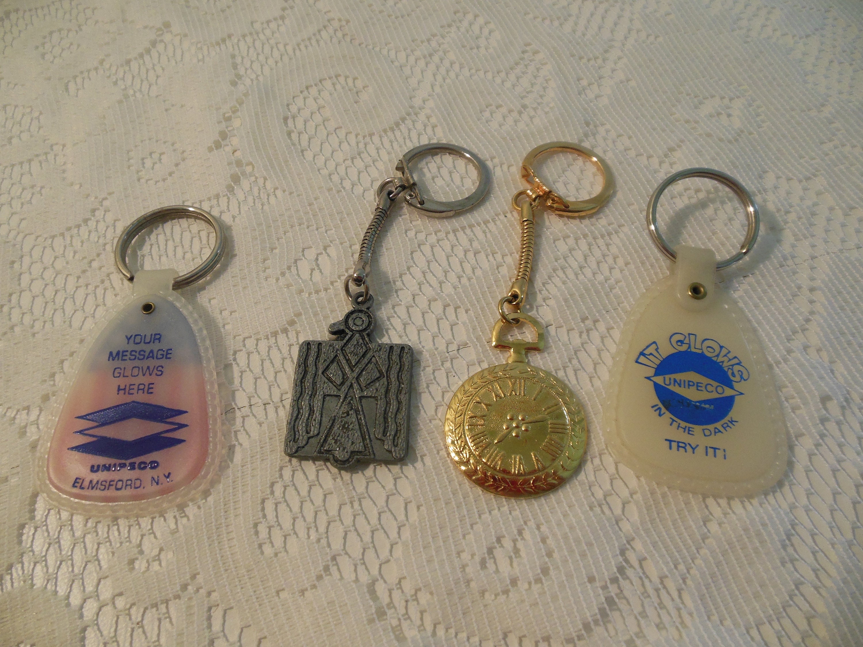 Four (4) Vintage Advertising Key Chains - Circa 1970s - New & Unused Four (4) Vintage Advertising Key Chains - Circa 1970s - New & Unused