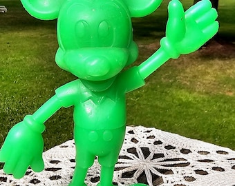 vintage Mickey Mouse figurine green plastic by Louis Marx toys dated 1971 Disney