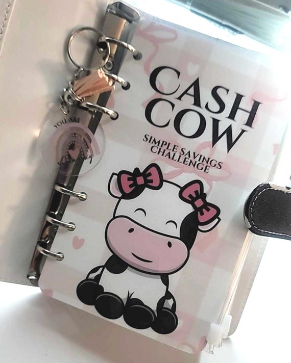 Pink Cash Cow A6 Budget Binder: Savings Challenge Trackers