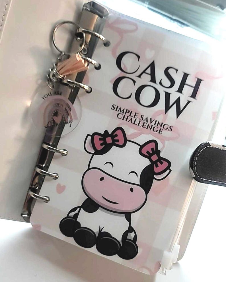 Pink Cash Cow A6 Budget Binder: Savings Challenge Trackers image 1